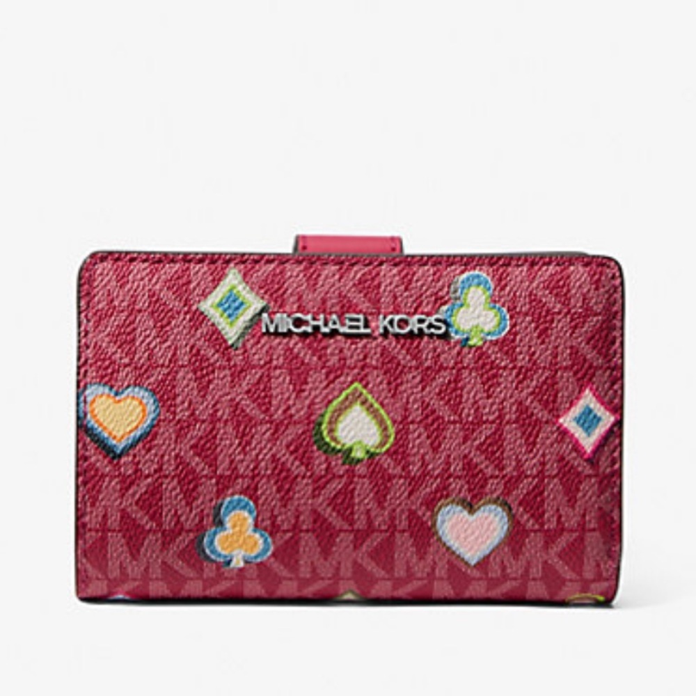 MICHAEL KORS Jet Set Medium Printed Signature Logo Bifold Wallet
Dark Raspberry